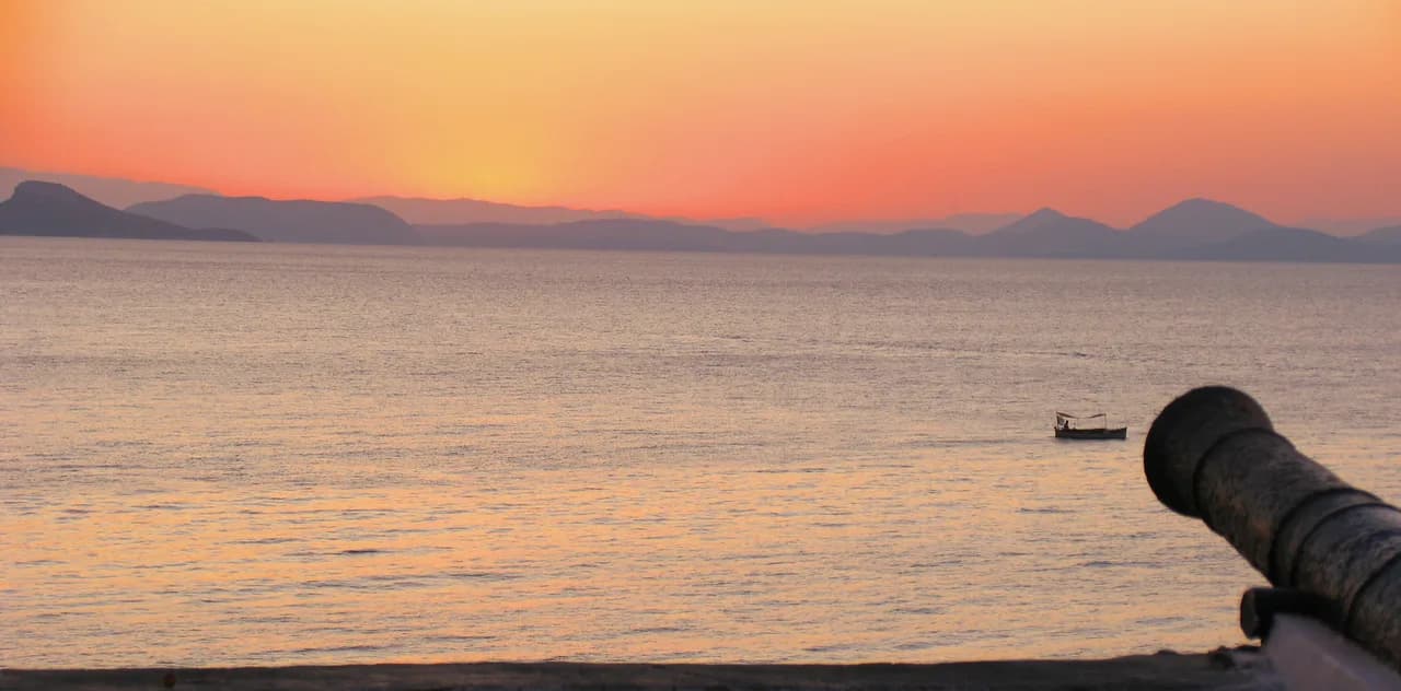 Hydra Sunset: Harbour, Cannons and Kamini