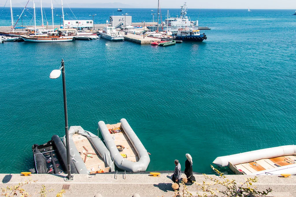 Refugee inflatable dinghies, Kos