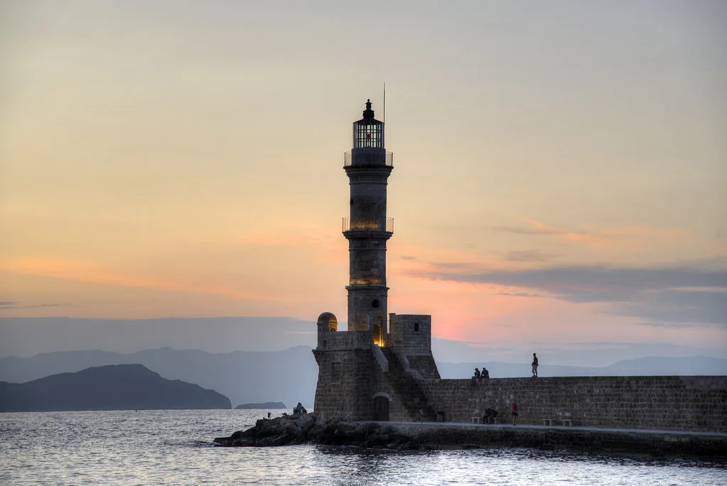 Lighthouse at dusk, Chania