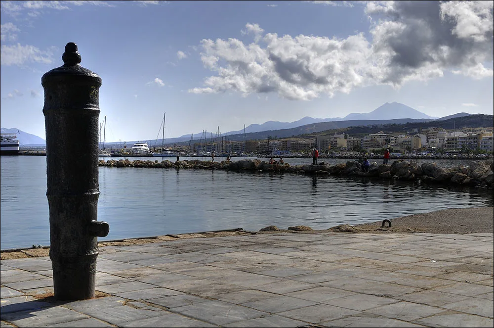 bollard and harbour, Rethymno