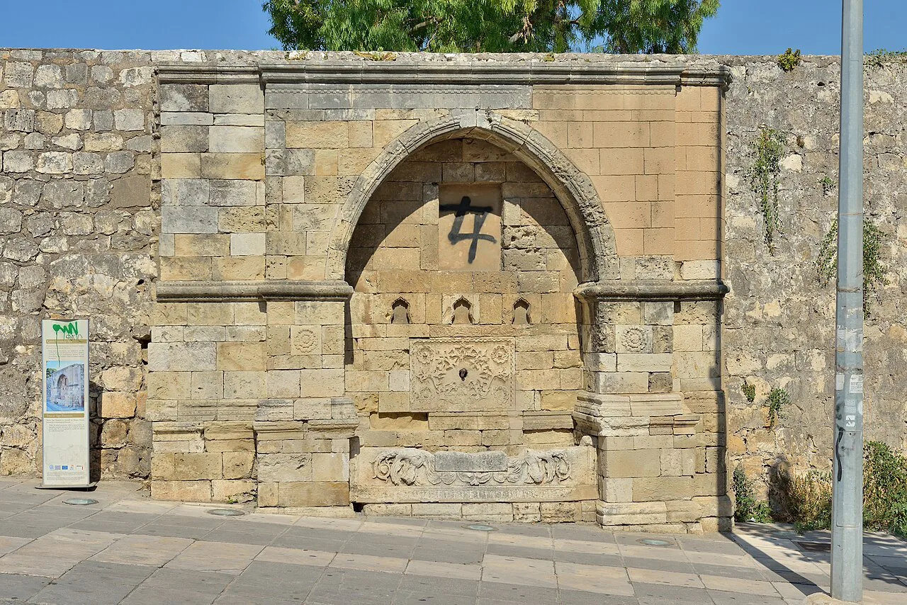 Yenitsar Agha fountain on the Venetian walls Heraklion Crete
