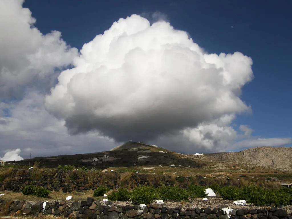 Clouds over Pyrgos, Santorini