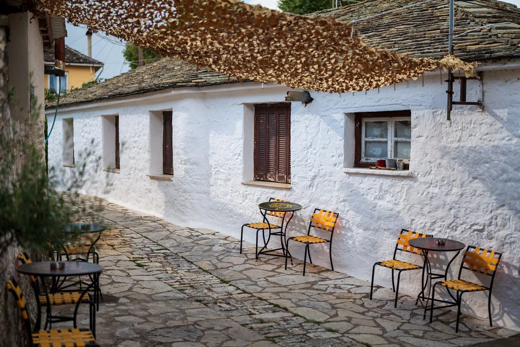 Venue view: A Greek cafe on Ioannina Island (Nissi) in Lake Pamvotida.