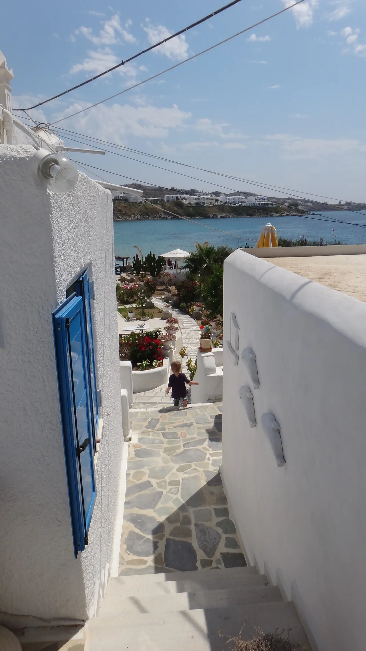 A hotel/restaurant at Psarou beach, Mykonos