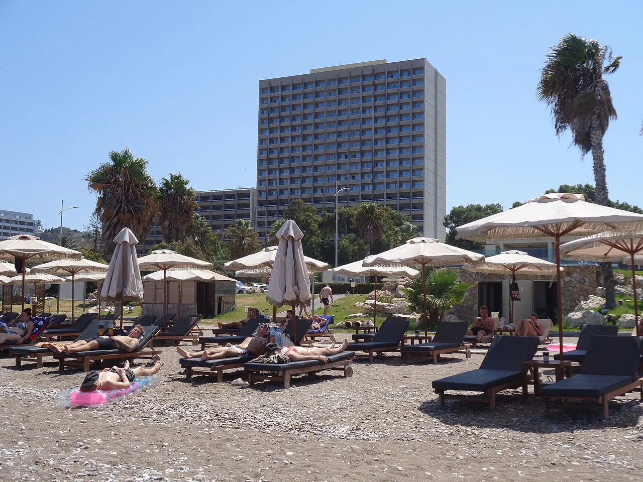 Sunbeds with Umbrellas Ixia Beach Rodos Palace Hotel Ialysos Rhodes 14 August