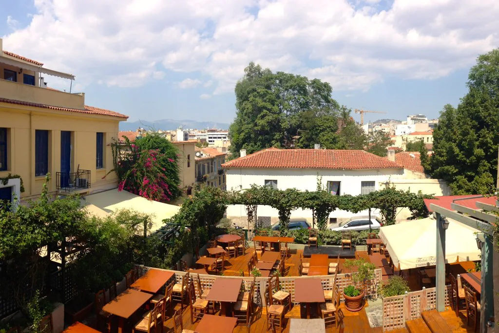 Tavernas in Plaka district, Athens, Greece